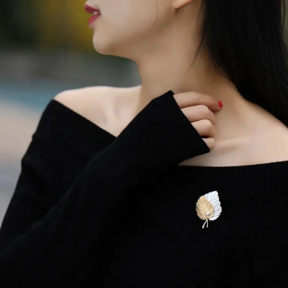 *TANSY* Gold x Silver Two-Tone Pearl Fashion Brooch